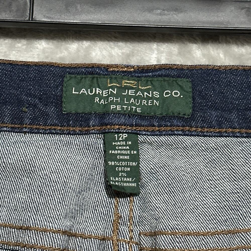 Lauren Jeans Co Womens Petite Jeans 12P Blue Dark Wash Modern Straight Cropped - Picture 5 of 10